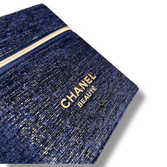 Blue & Gold Chanel Exclusive Makeup Box Travel Cosmetic Case - New In Box - Picture 5 of 7